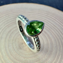 Load image into Gallery viewer, Sterling Silver Dotty Ring With Peridot
