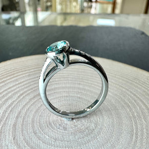 9ct White Blue Zircon & Diamond Ring