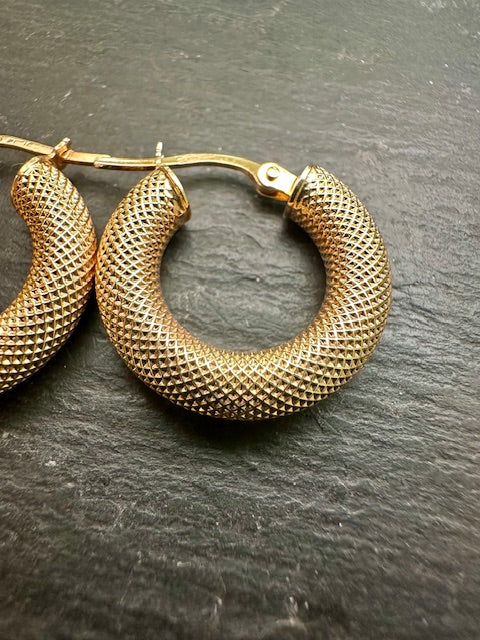 Preloved 9ct Yellow Gold Patterned Hoops
