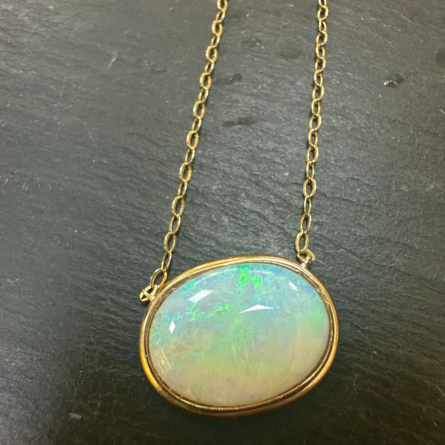 9ct Yellow Gold Handmade Opal Necklace