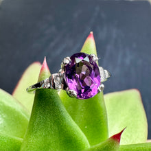 Load image into Gallery viewer, 9ct White Gold Amethyst &amp; Diamond Ring
