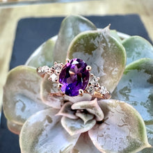 Load image into Gallery viewer, 9ct Rose Gold Amethyst &amp; Diamond Ring
