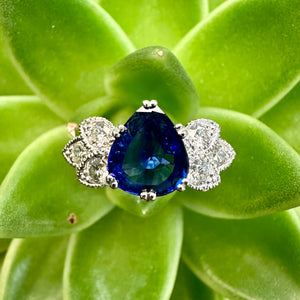 Vintage Style Pear Shaped Sapphire & Diamond Ring