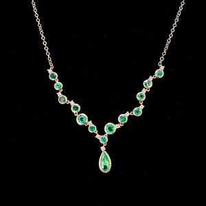 18ct Gold Emerald & Diamond Necklace