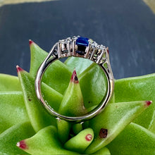 Load image into Gallery viewer, Preloved 18ct White Gold Ceylon Sapphire Diamond Ring

