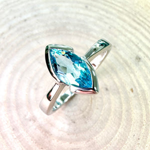 Sterling Silver Marquise Blue Topaz Ring