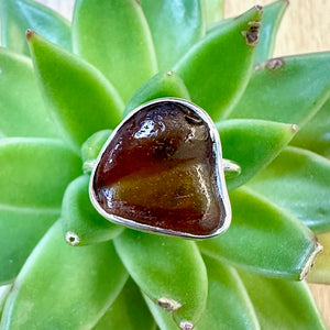 Handmade Sterling Silver Brown Seaglass Ring