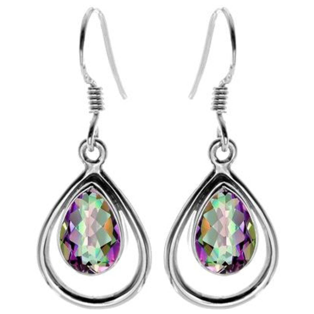 Sterling Silver Mystic Topaz Teardrop Drops