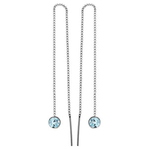 Sterling Silver Blue Topaz Pull Through Earrings