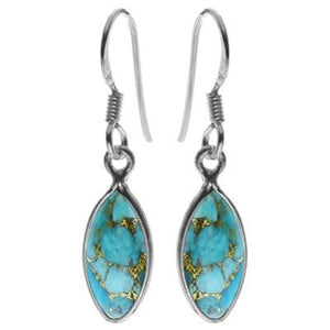 Sterling Silver Blue Mohave Turquoise Marquise Drops