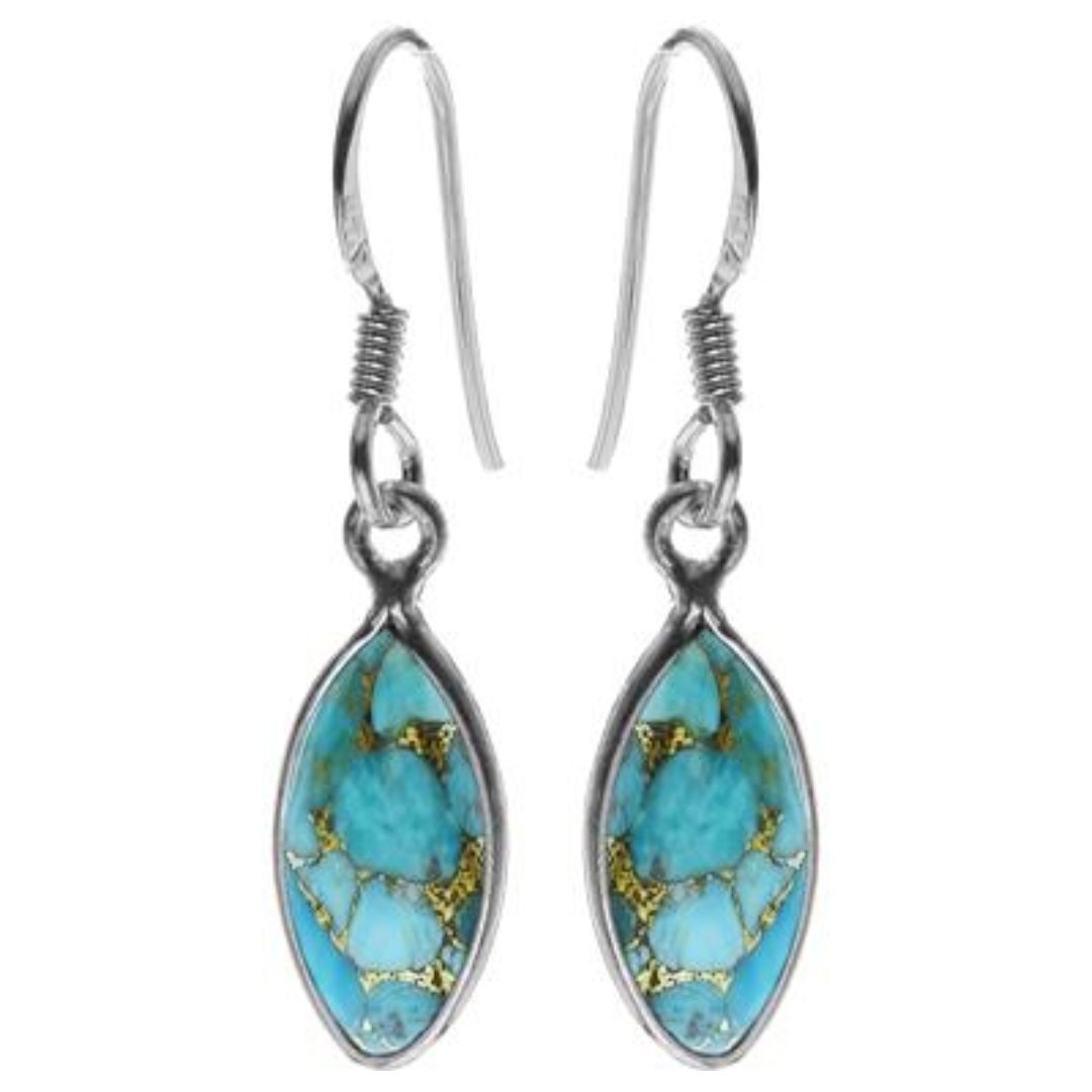 Sterling Silver Blue Mohave Turquoise Marquise Drops