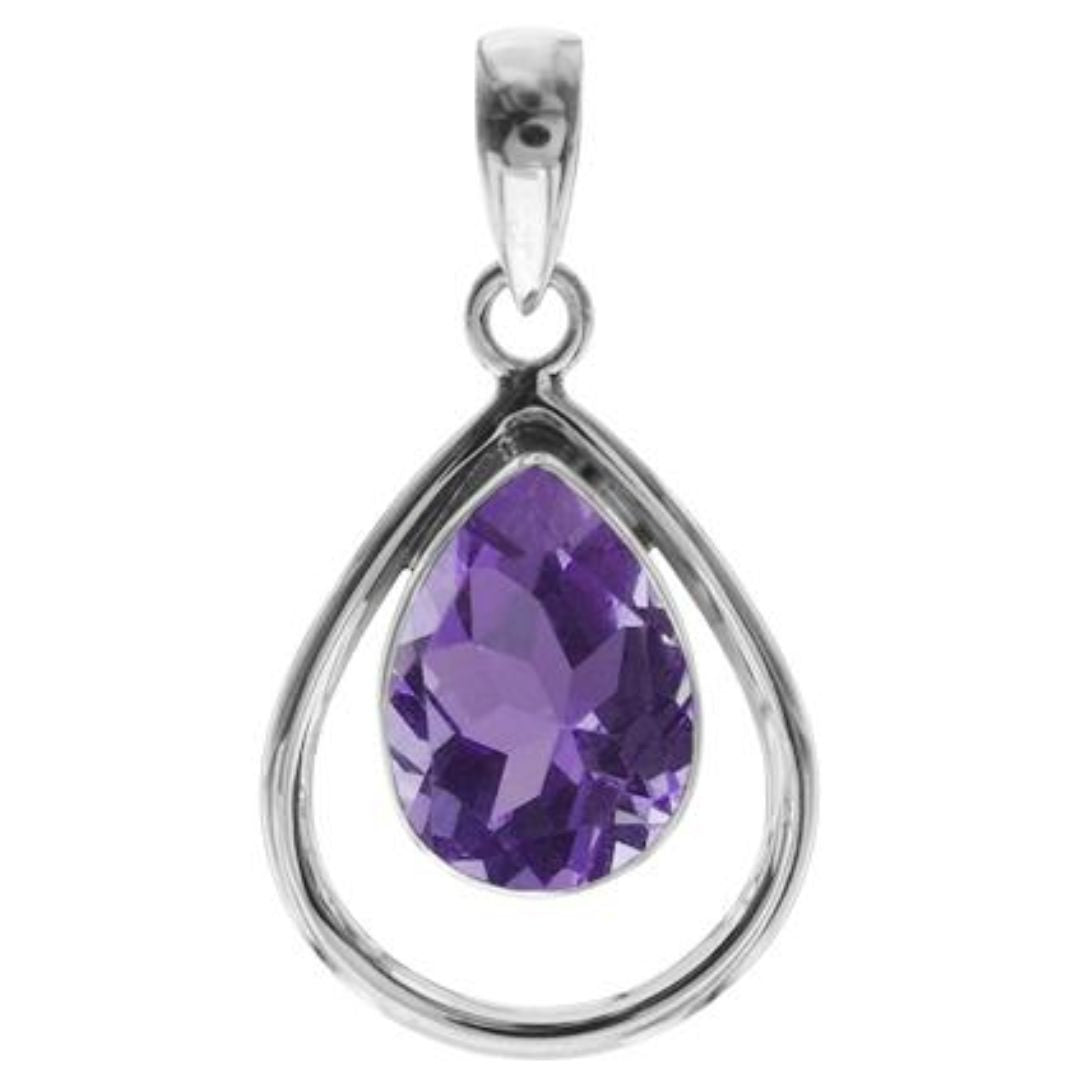 Sterling Silver Teardrop Amethyst Pendant