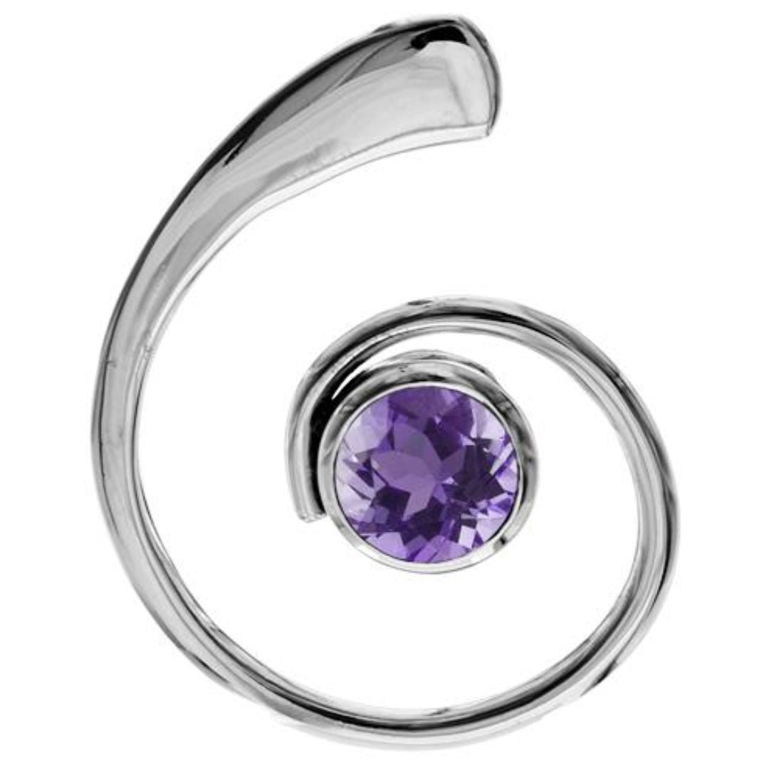 Sterling Silver Amethyst Swirl Pendant