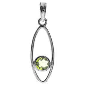 Sterling Silver Ellipse Peridot Pendant