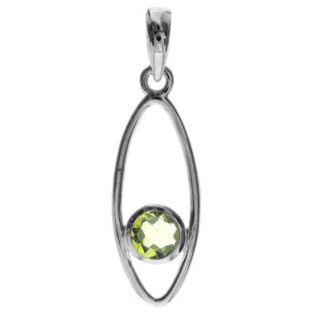 Sterling Silver Ellipse Peridot Pendant