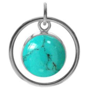 Sterling Silver Ring Turquoise Pendant