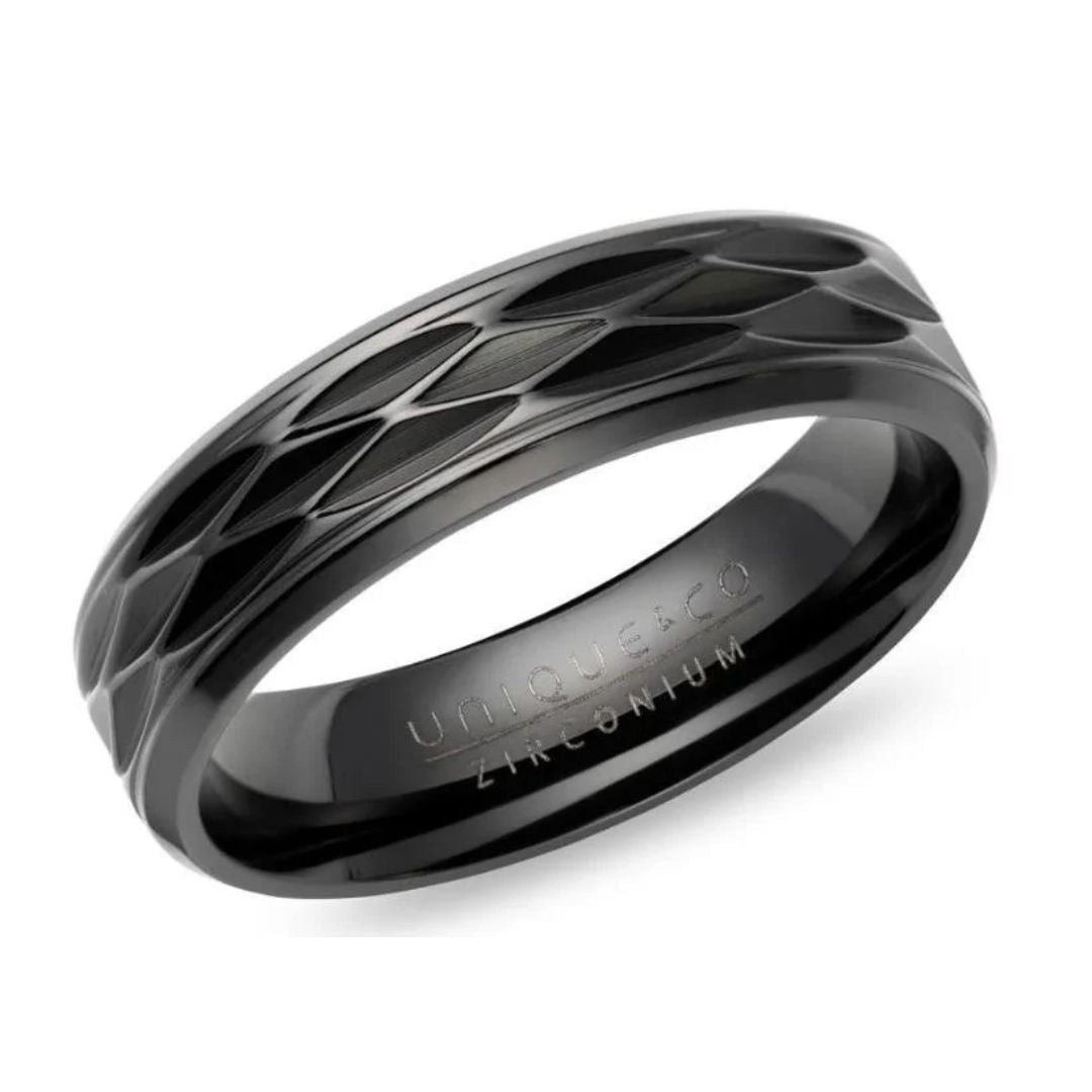 Black Diamond Cut Zirconium Ring