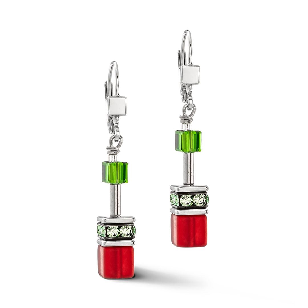 Coeur De Lion GeoCUBE® Iconic earrings red-green