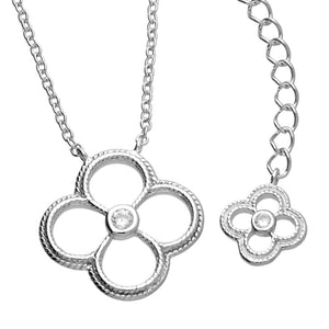 Sterling Silver Cubic Zirconia Quatrefoil Necklace