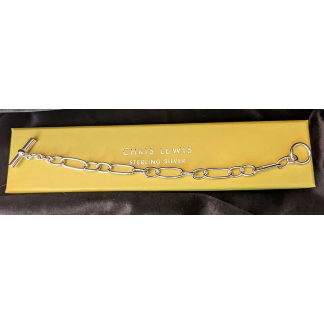 Sterling Silver Heavy Weight Polished T-Bar Bracelet Chris Lewis