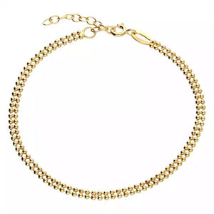 Sterling Silver Gold Plated Bead Anklet