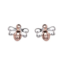 Load image into Gallery viewer, Sterling Silver Bee Studs with Rose Gold Plating
