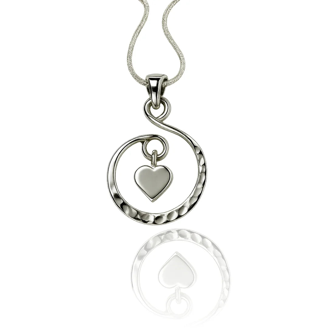 Sterling Silver Cupped Heart Pendant & Chain