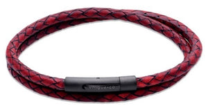 Stainless Steel Antique Red Leather Bracelet