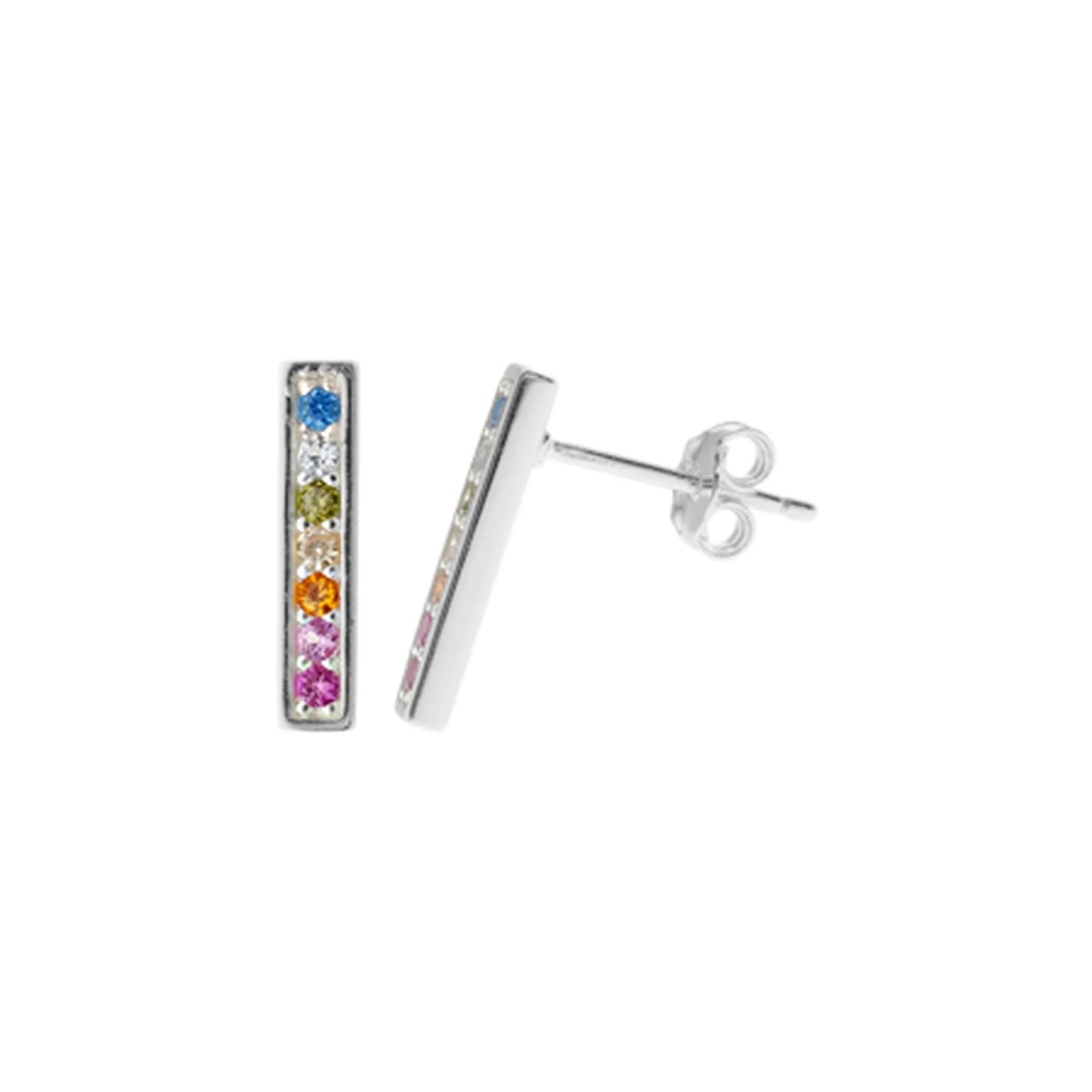 Silver Rainbow CZ Studs