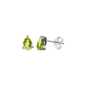 Kara Silver Pear Shaped Peridot Studs