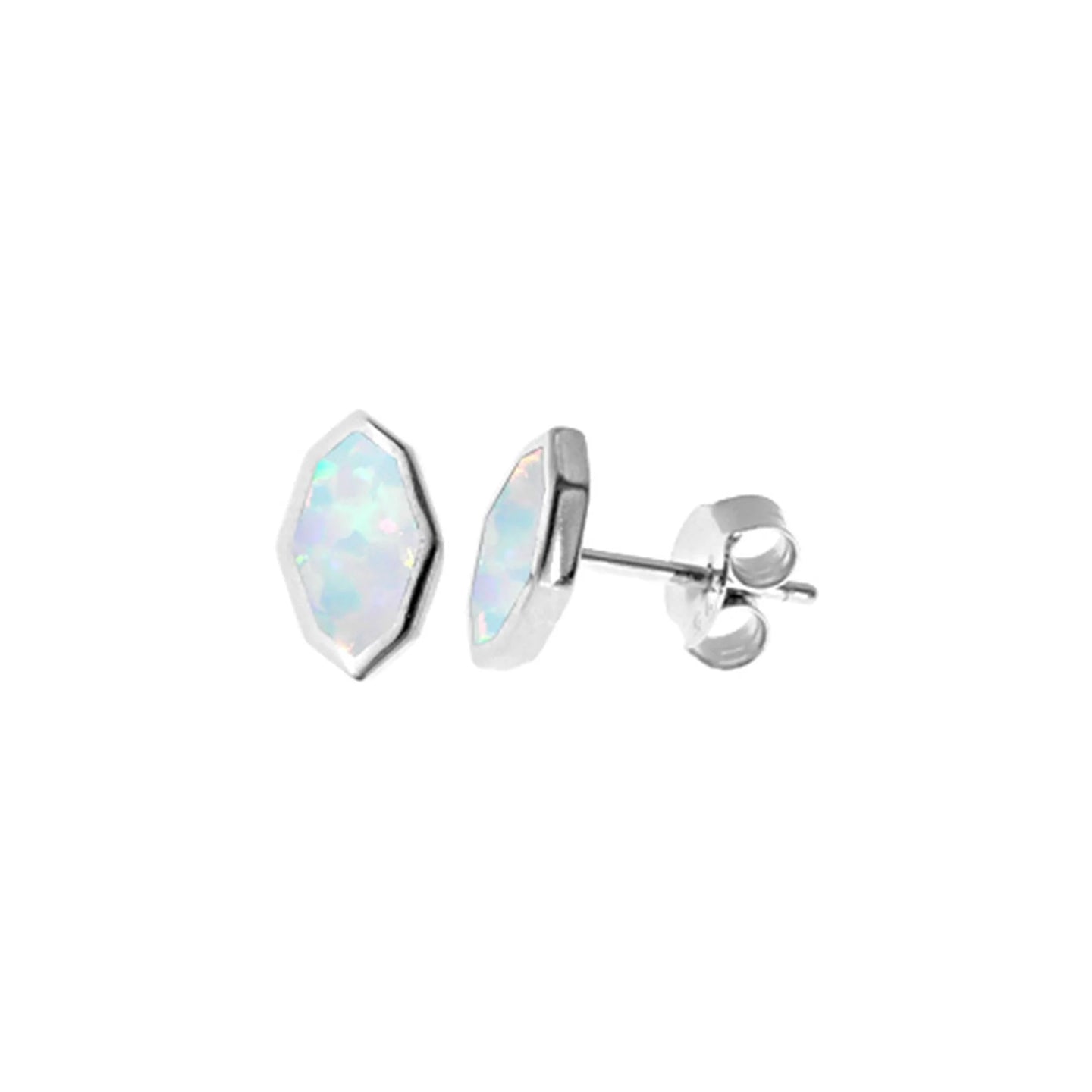 Diana White Opalite Octagonal Studs