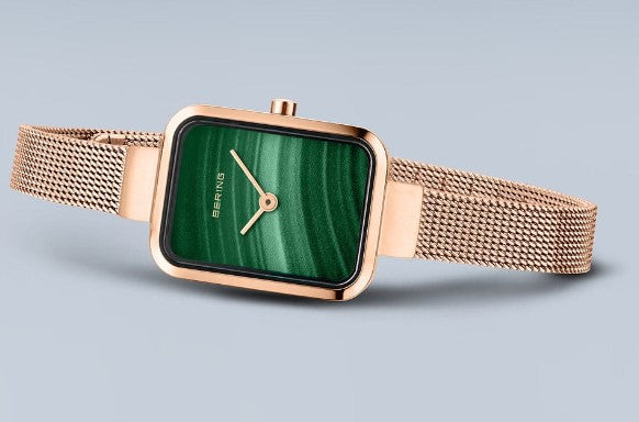 Petite Square Polished/Brushed Rose Gold Ladies Watch – James