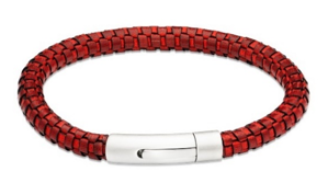 Stainless Steel Antique Red Leather Men's Bracelet