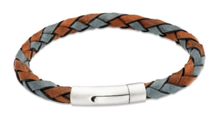 Stainless Steel Brown and Navy Leather Bracelet