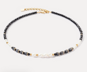 Coeur De Lion - Pearls & Onyx Necklace Gold