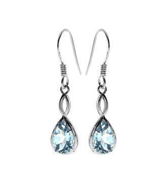 Sterling Silver Teardrop Blue Topaz Earrings