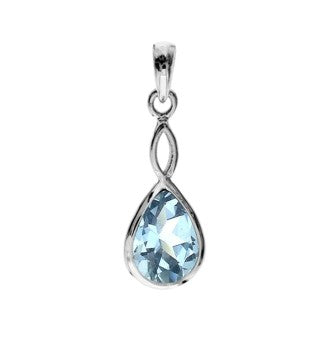 Sterling Silver Blue Topaz Crossover Pendant