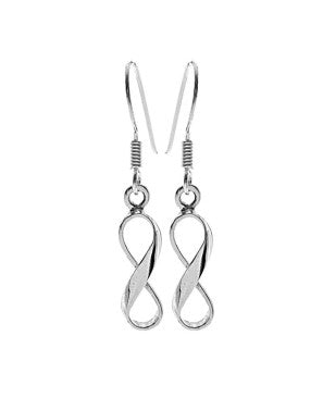 Sterling Silver Smile Infinity Ribbon Drop Earrings