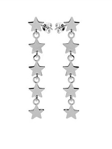 Sterling Silver Faith Star Cascade Stud Earrings