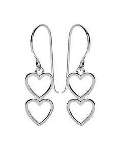 Lily Double Heart Outline Drop Earrings