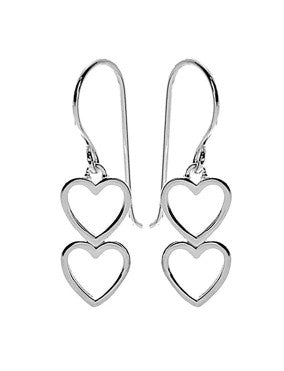 Lily Double Heart Outline Drop Earrings