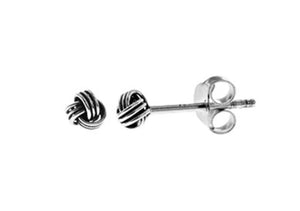 Smile Oxidised Sterling Silver Knot Stud Earrings