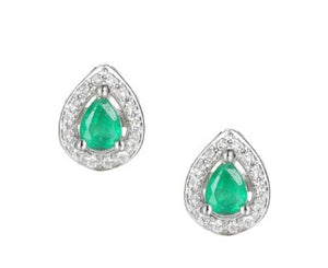 Sterling Silver Utopia Emerald And Cubic Zirconia Stud Earrings