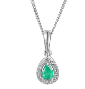Sterling Silver Utopia Emerald And Cubic Zirconia Cluster Necklace