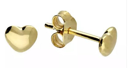 Sterling Silver Yellow Gold-Plated Small Solid Heart Stud Earring