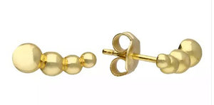Sterling Siver Yellow Gold-Plated Curved Graduated Bead Stud Earring