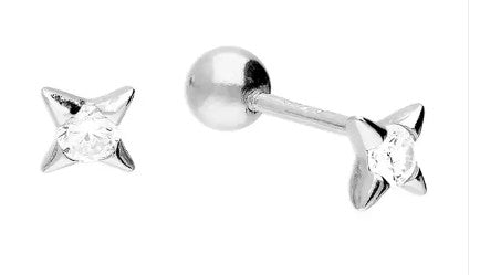 Sterling Silver Tiny Cubic Zirconia Star Stud Earring
