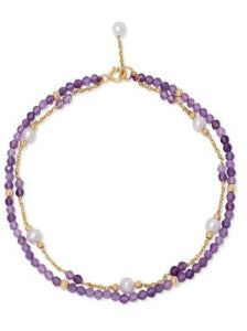 Double Amethyst & Non-Tarnish Gold Chain Bracelet