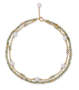 Double Peridot & Non-Tarnish Gold-Plated Chain Bracelet