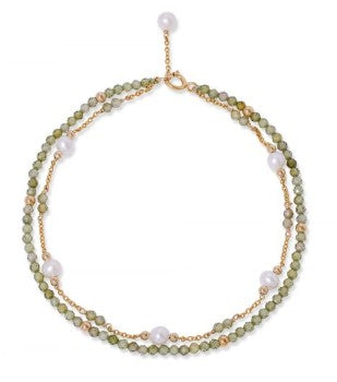 Double Peridot & Non-Tarnish Gold-Plated Chain Bracelet